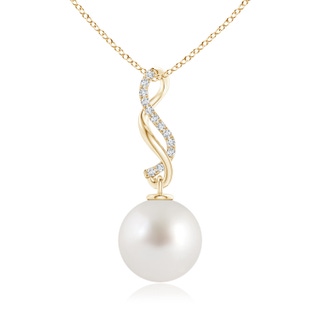 10mm AAA South Sea Pearl Infinity Swirl Pendant in Yellow Gold