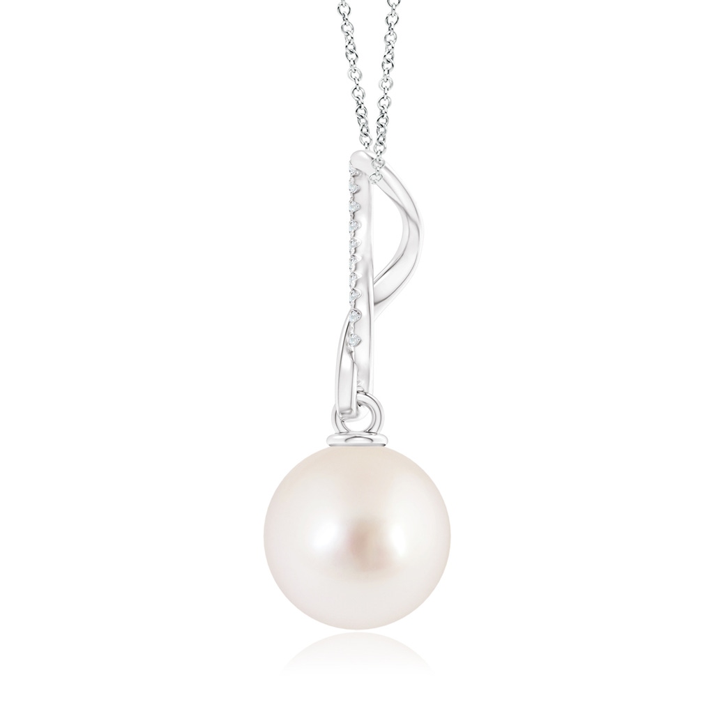 10mm AAAA South Sea Pearl Infinity Swirl Pendant in White Gold Product Image