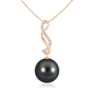 10mm AA Tahitian Pearl Infinity Swirl Pendant in Rose Gold