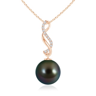 10mm AAAA Tahitian Pearl Infinity Swirl Pendant in 10K Rose Gold