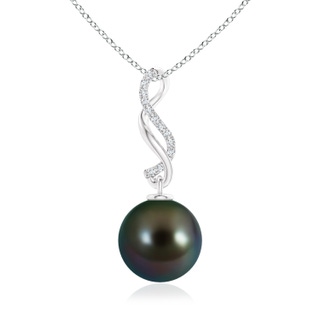 10mm AAAA Tahitian Pearl Infinity Swirl Pendant in White Gold