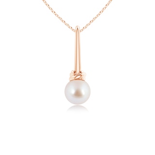 7mm AAA Solitaire Akoya Cultured Pearl Knot Pendant in Rose Gold