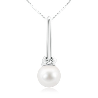 10mm AAA Solitaire Freshwater Cultured Pearl Knot Pendant in White Gold