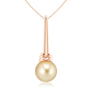 10mm AAAA Solitaire Golden South Sea Cultured Pearl Knot Pendant in Rose Gold