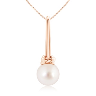 10mm AAAA Solitaire South Sea Pearl Knot Pendant in Rose Gold