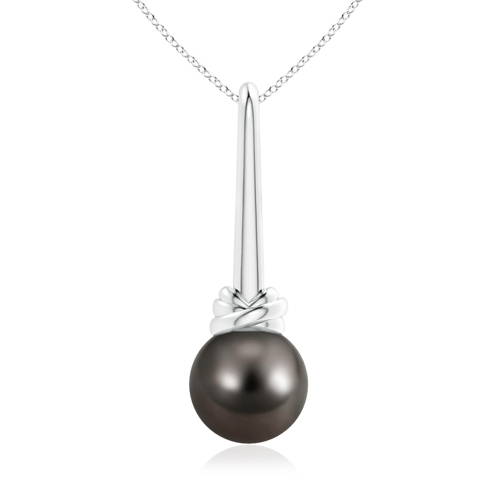 10mm AAA Solitaire Tahitian Pearl Knot Pendant in White Gold