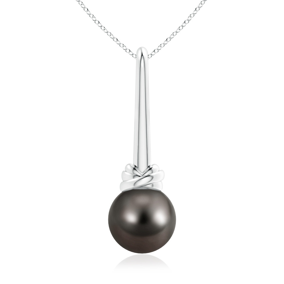 10mm AAA Solitaire Tahitian Pearl Knot Pendant in White Gold 