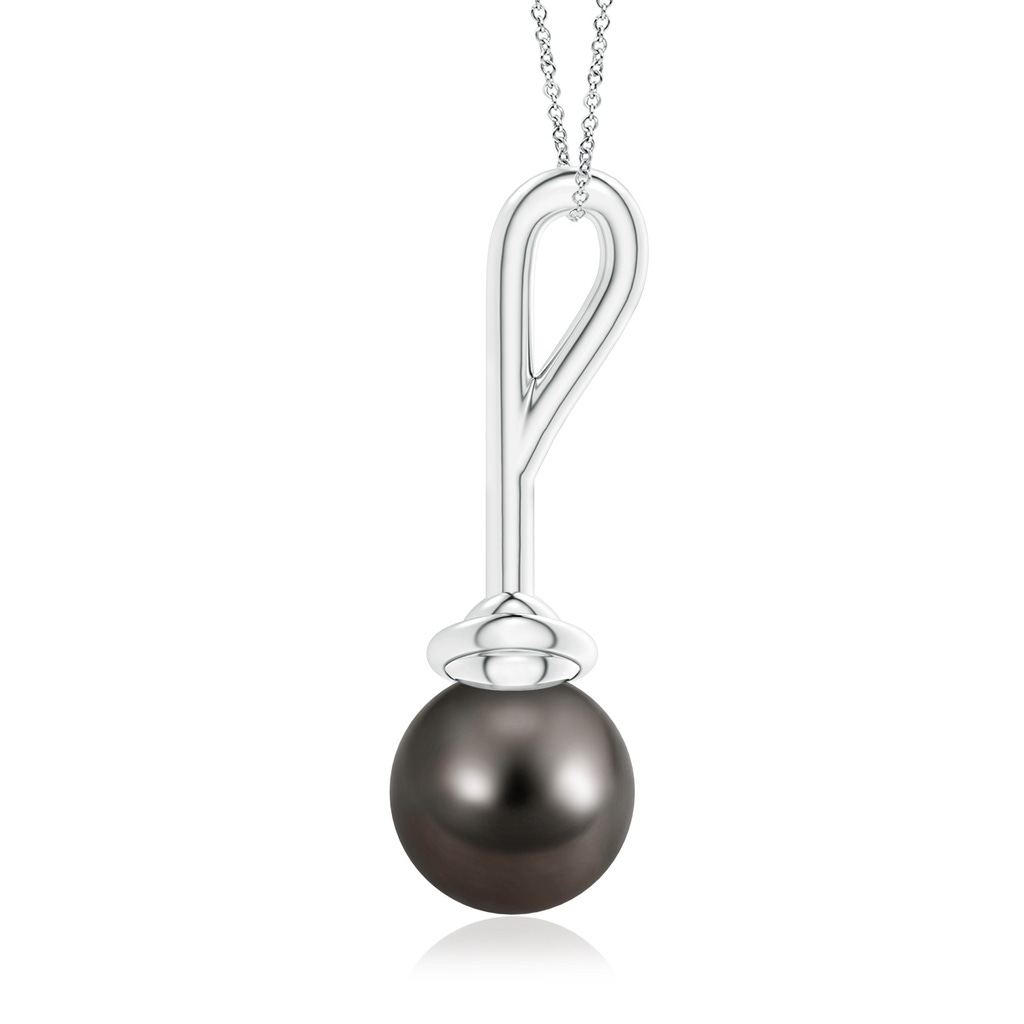 10mm AAA Solitaire Tahitian Pearl Knot Pendant in White Gold Product Image
