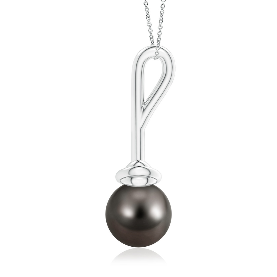 10mm AAA Solitaire Tahitian Pearl Knot Pendant in White Gold product image