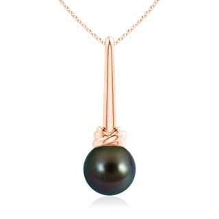 10mm AAAA Solitaire Tahitian Pearl Knot Pendant in Rose Gold