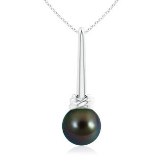 10mm AAAA Solitaire Tahitian Pearl Knot Pendant in White Gold