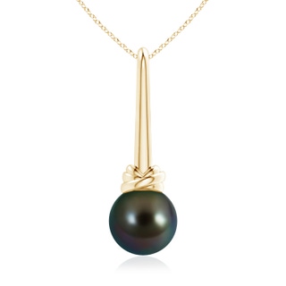 10mm AAAA Solitaire Tahitian Pearl Knot Pendant in Yellow Gold
