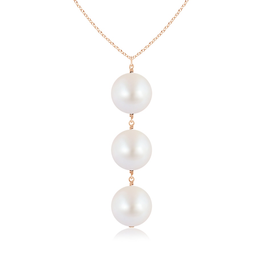 8mm AA Japanese Akoya Pearl Triple Drop Pendant in Rose Gold 