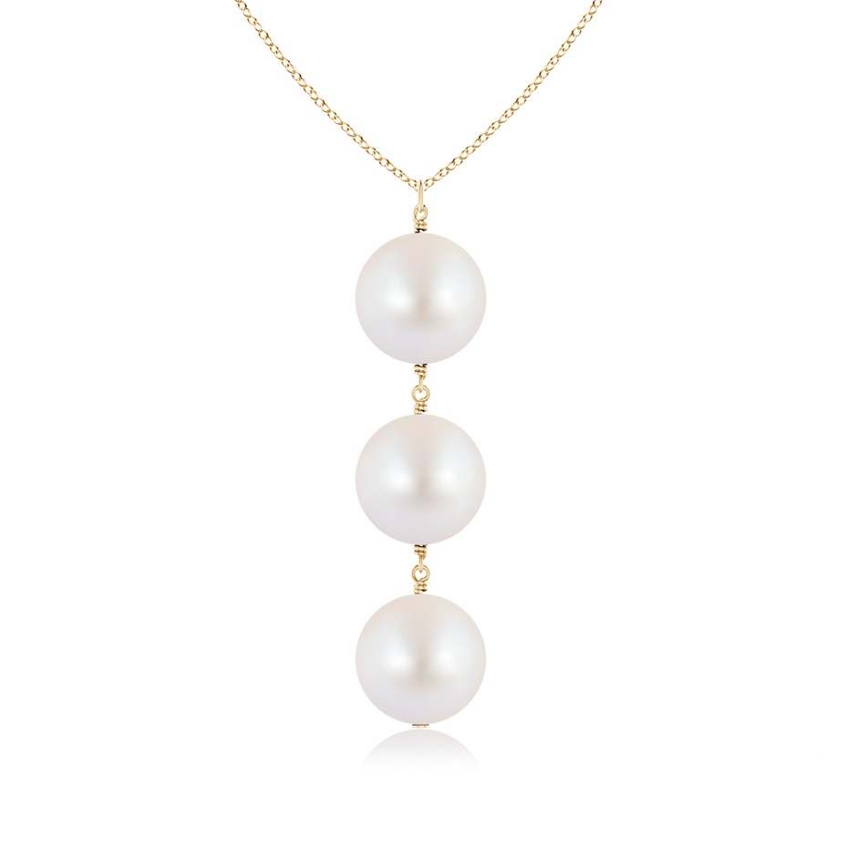 8mm AA Japanese Akoya Pearl Triple Drop Pendant in Yellow Gold 