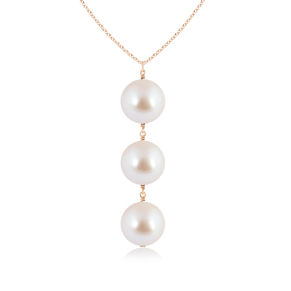 8mm AAA Japanese Akoya Pearl Triple Drop Pendant in Rose Gold 