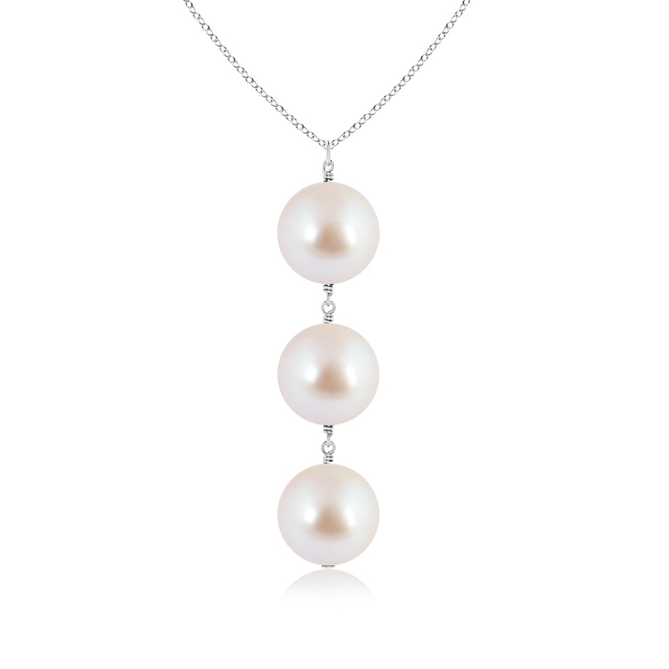 8mm AAA Japanese Akoya Pearl Triple Drop Pendant in White Gold 