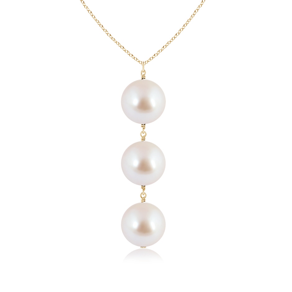 8mm AAA Japanese Akoya Pearl Triple Drop Pendant in Yellow Gold 