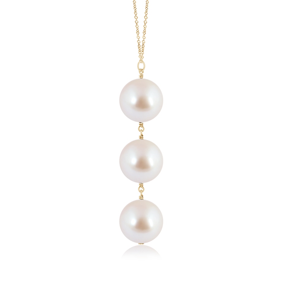 8mm AAA Japanese Akoya Pearl Triple Drop Pendant in Yellow Gold product image