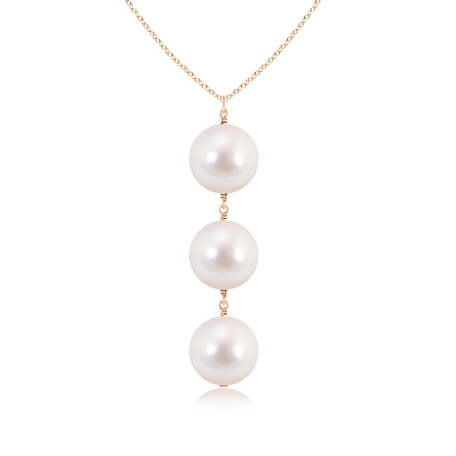 8mm AAAA Japanese Akoya Pearl Triple Drop Pendant in 9K Rose Gold 