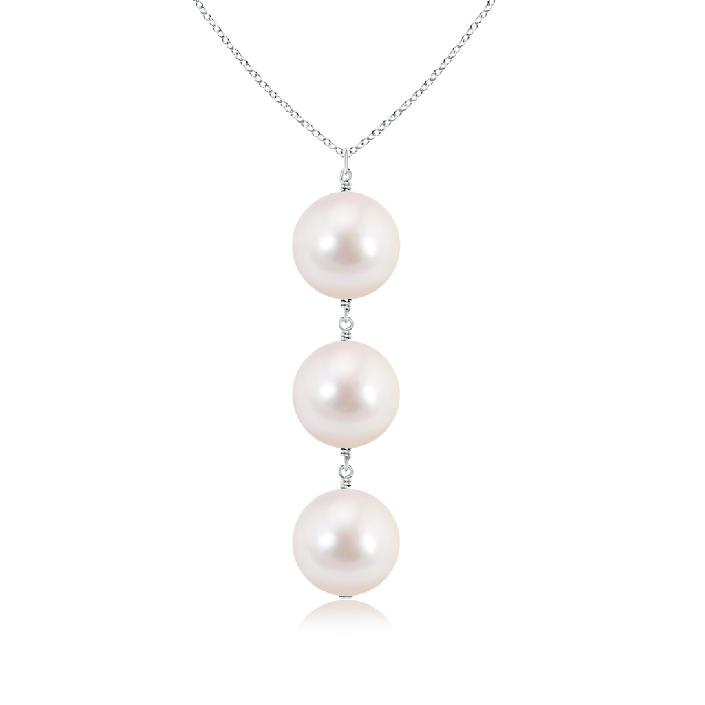 8mm AAAA Japanese Akoya Pearl Triple Drop Pendant in White Gold