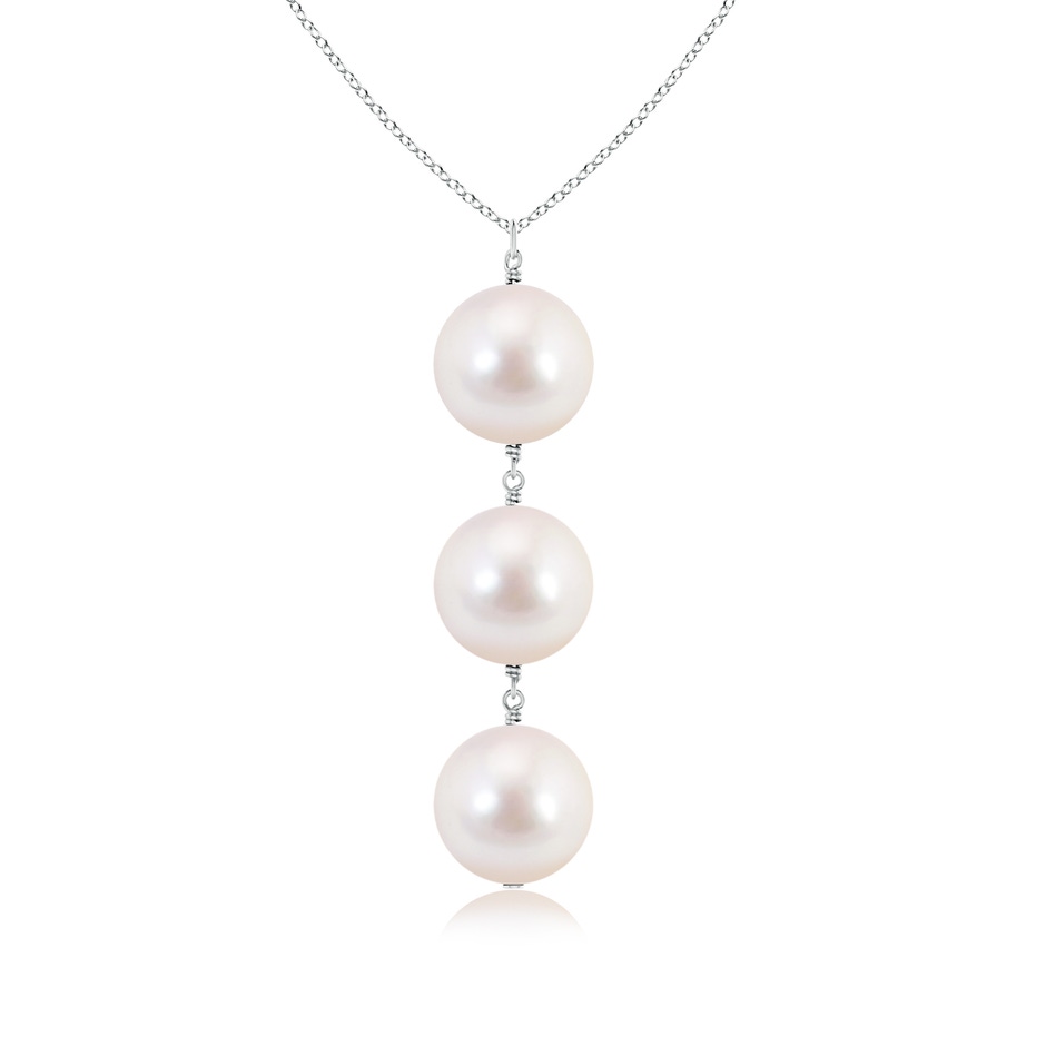 8mm AAAA Japanese Akoya Pearl Triple Drop Pendant in White Gold 
