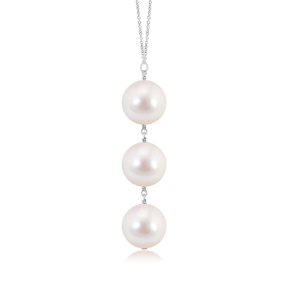 8mm AAAA Japanese Akoya Pearl Triple Drop Pendant in White Gold product image