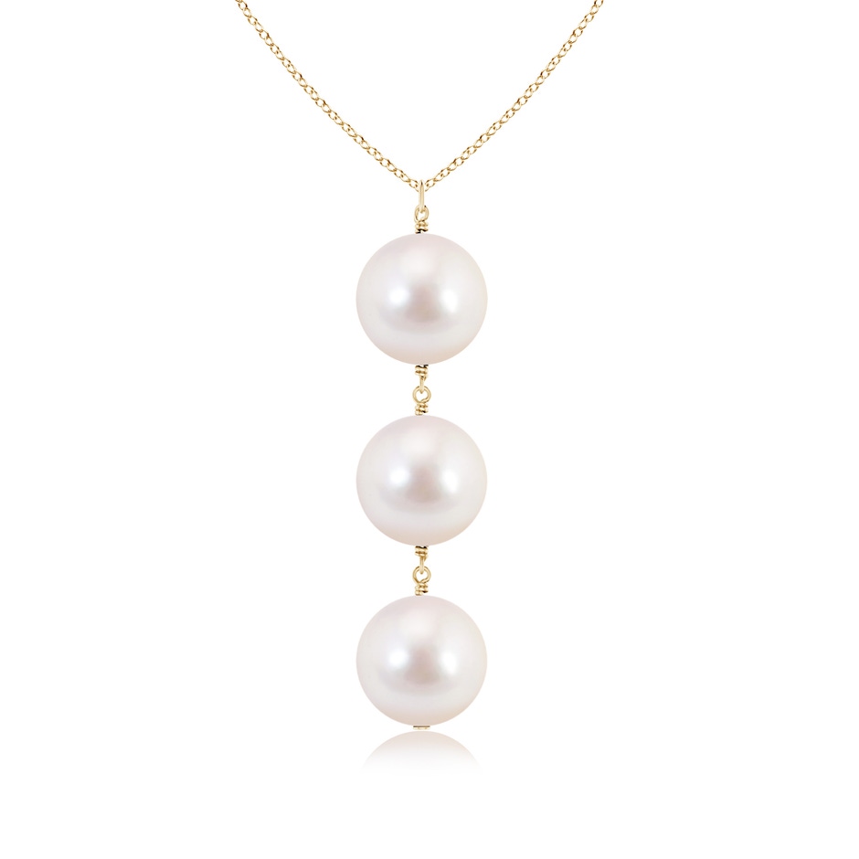 8mm AAAA Japanese Akoya Pearl Triple Drop Pendant in Yellow Gold 