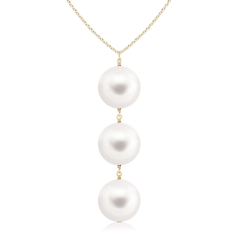 9mm AAA Freshwater Pearl Triple Drop Pendant in Yellow Gold