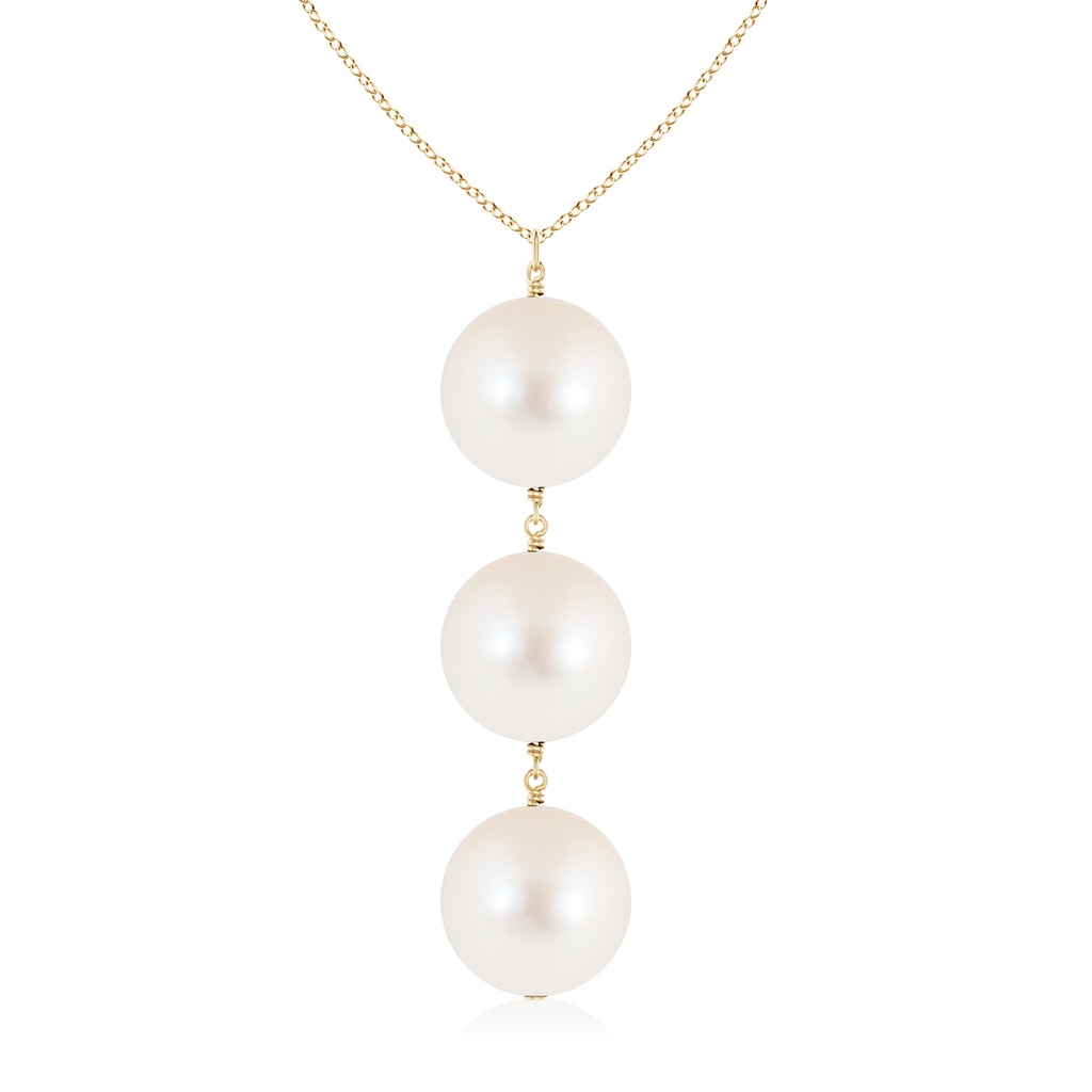 9mm AAAA Freshwater Pearl Triple Drop Pendant in Yellow Gold 