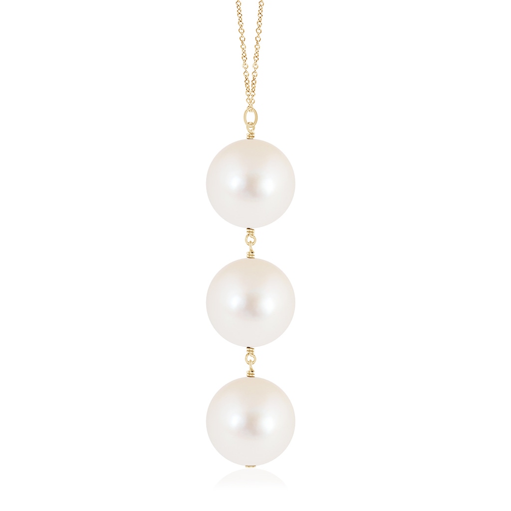 9mm AAAA Freshwater Pearl Triple Drop Pendant in Yellow Gold Product Image