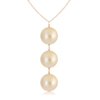 9mm AA Golden South Sea Pearl Triple Drop Pendant in Rose Gold