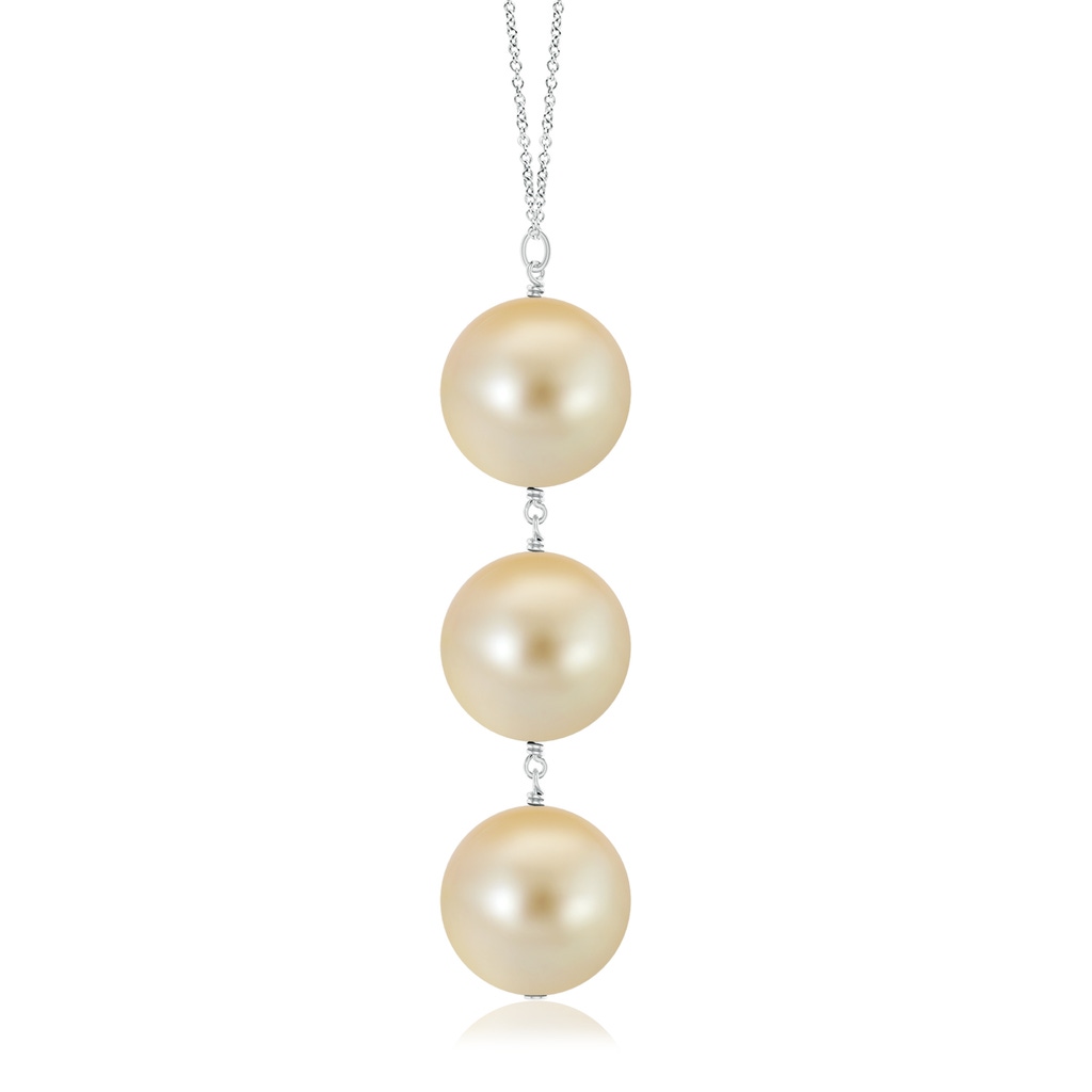 9mm AAA Golden South Sea Pearl Triple Drop Pendant in White Gold Product Image