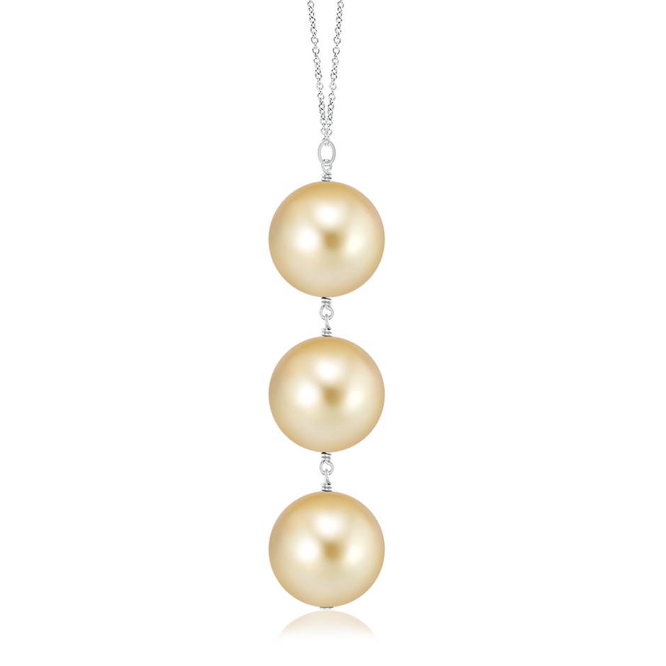 9mm AAAA Golden South Sea Pearl Triple Drop Pendant in White Gold product image