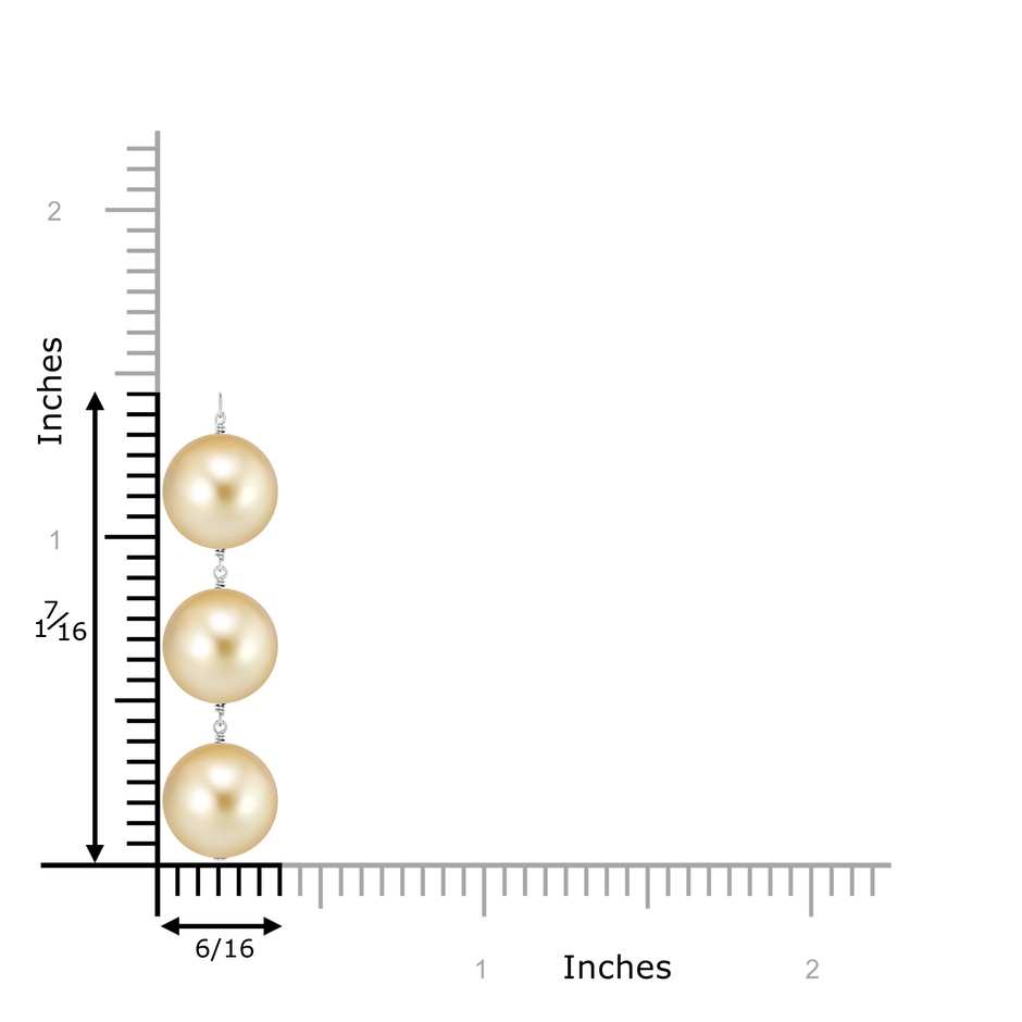 9mm AAAA Golden South Sea Pearl Triple Drop Pendant in White Gold product image