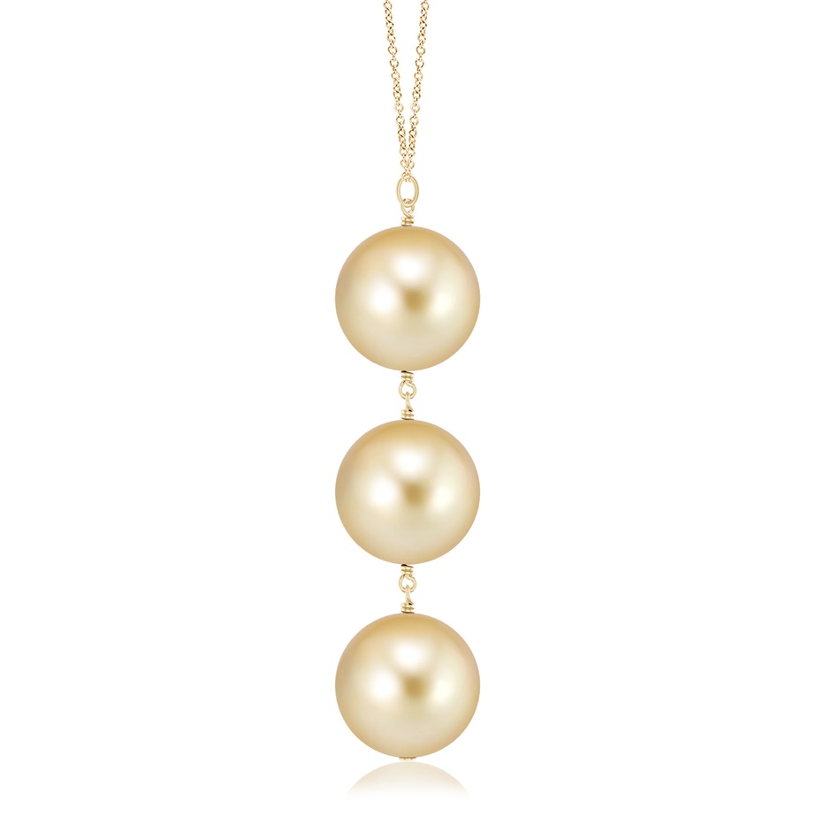 9mm AAAA Golden South Sea Pearl Triple Drop Pendant in Yellow Gold product image