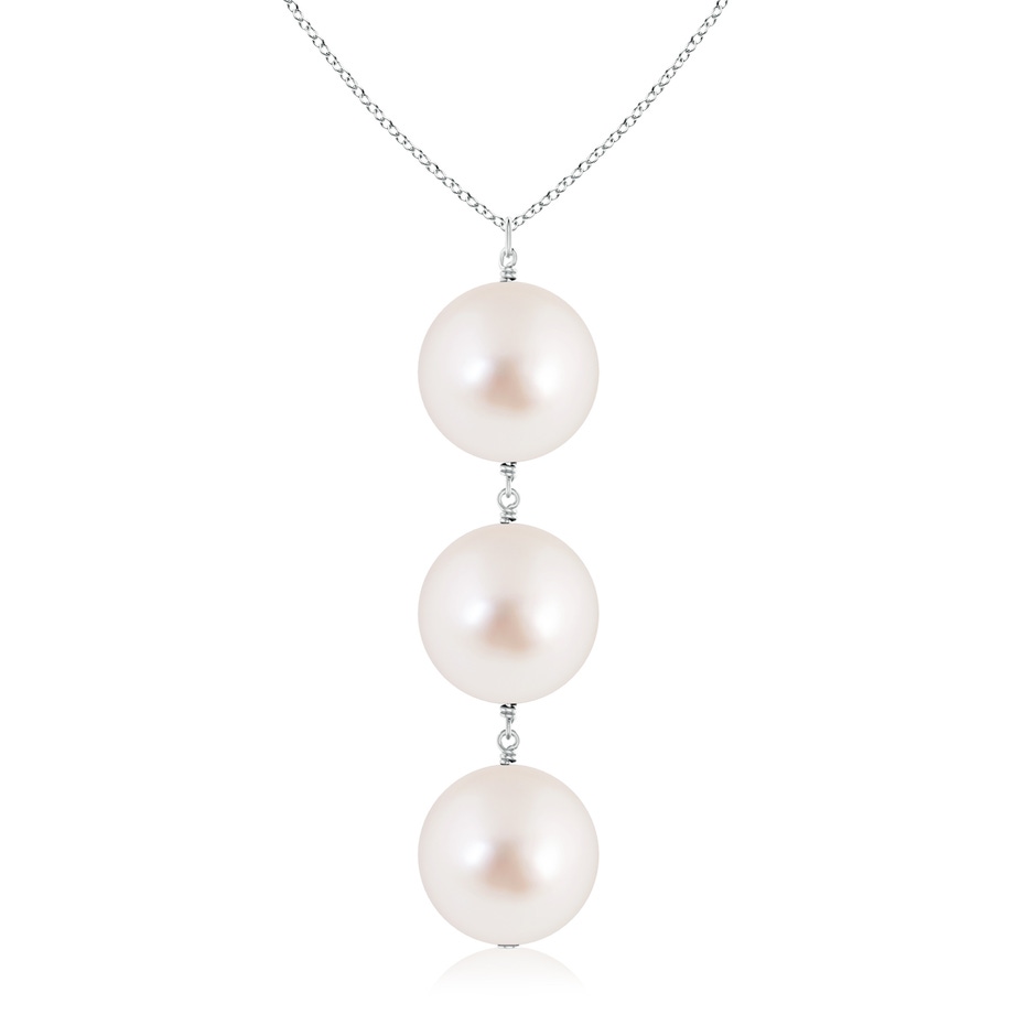 9mm AAAA South Sea Pearl Triple Drop Pendant in White Gold 