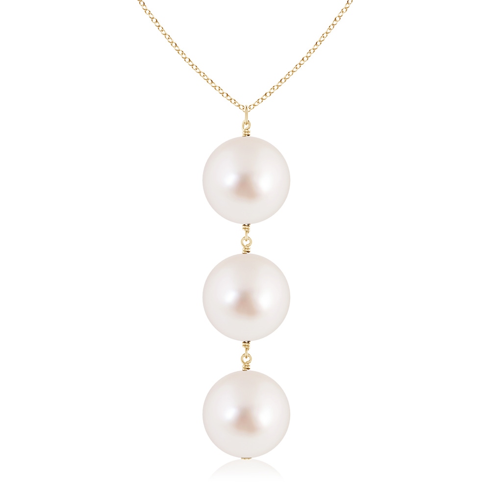 9mm AAAA South Sea Pearl Triple Drop Pendant in Yellow Gold