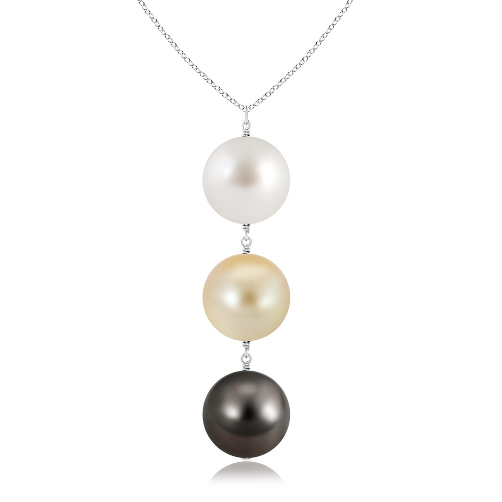 9mm AAA Cultured Pearl Triple Drop Pendant in White Gold