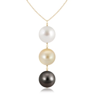 9mm AAA Cultured Pearl Triple Drop Pendant in Yellow Gold