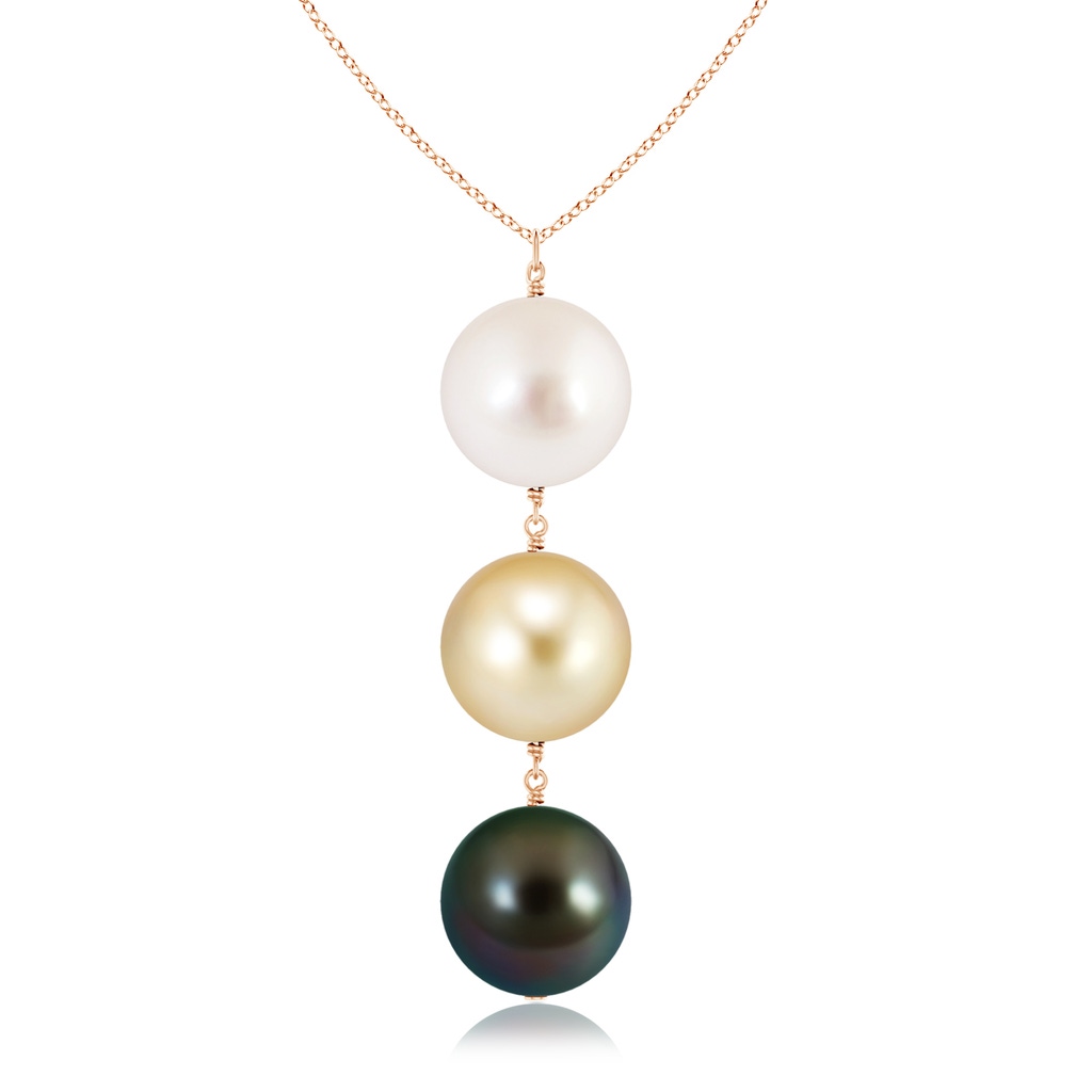 9mm AAAA Cultured Pearl Triple Drop Pendant in Rose Gold