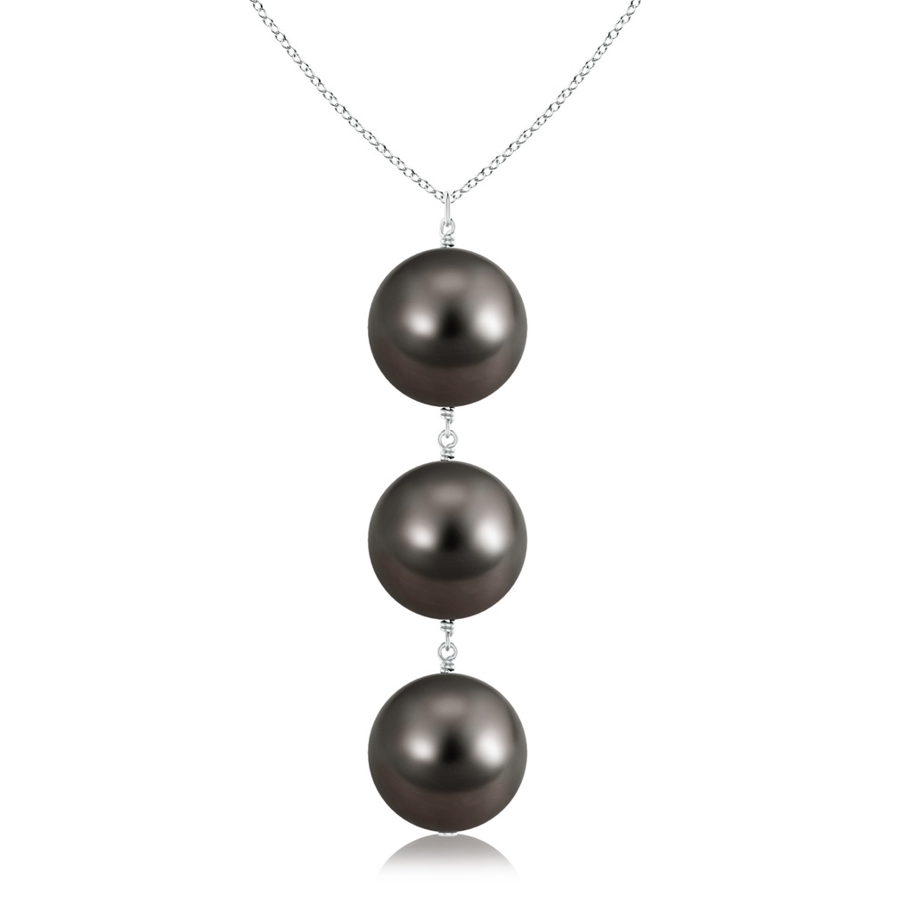 9mm AAA Tahitian Cultured Pearl Triple Drop Pendant in White Gold