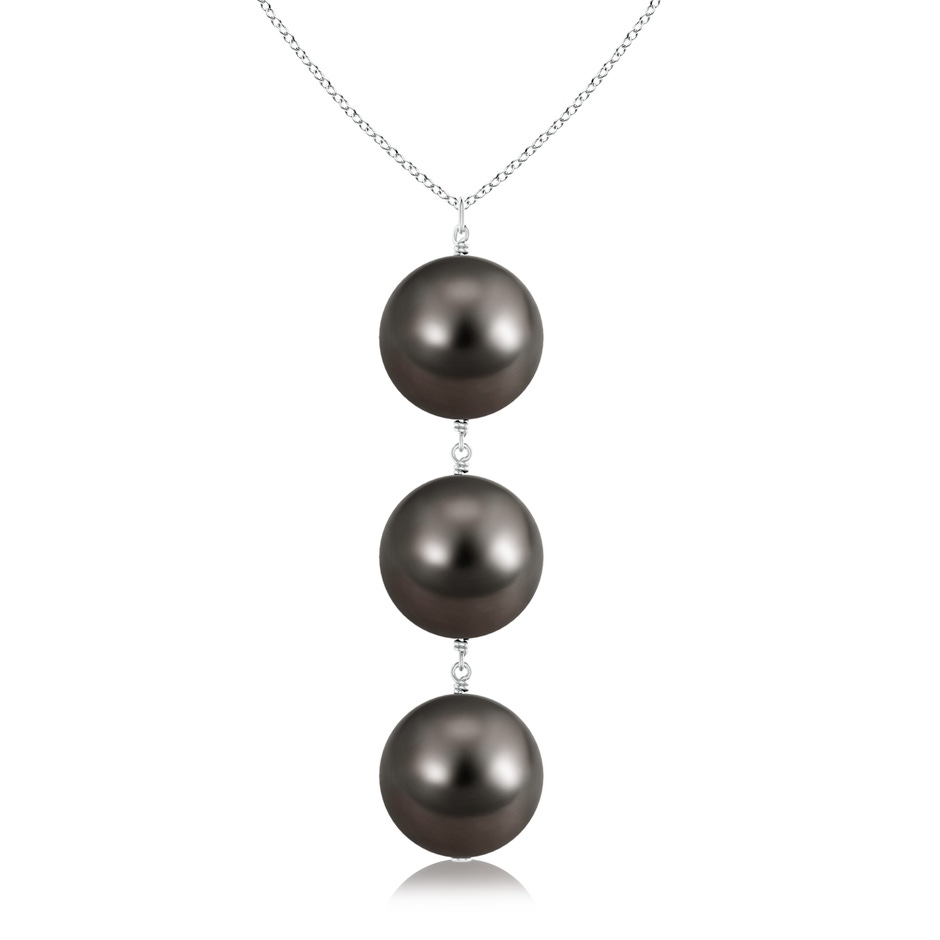 9mm AAA Tahitian Cultured Pearl Triple Drop Pendant in White Gold 