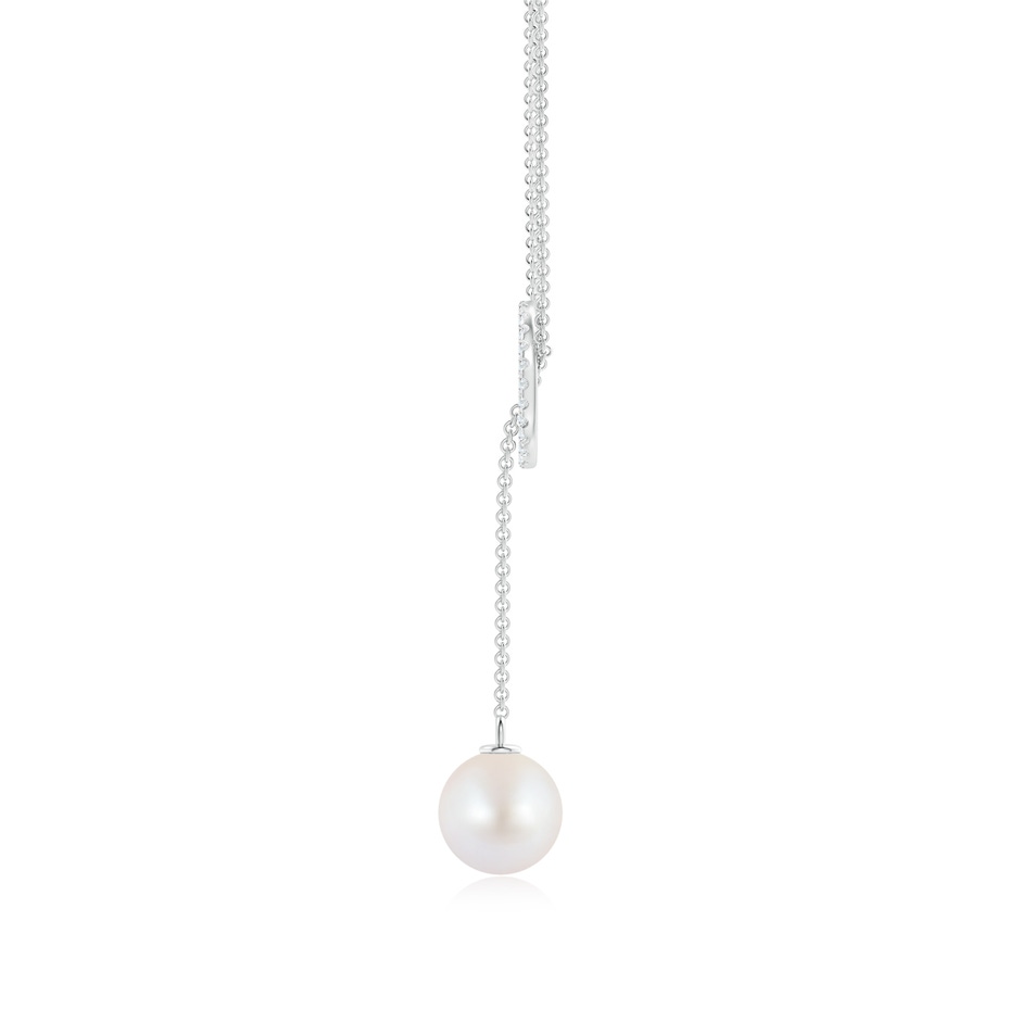 8mm AA Akoya Cultured Pearl Circle Lariat Necklace in 9K White Gold product image