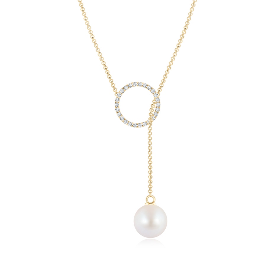 8mm AA Akoya Cultured Pearl Circle Lariat Necklace in 9K Yellow Gold 