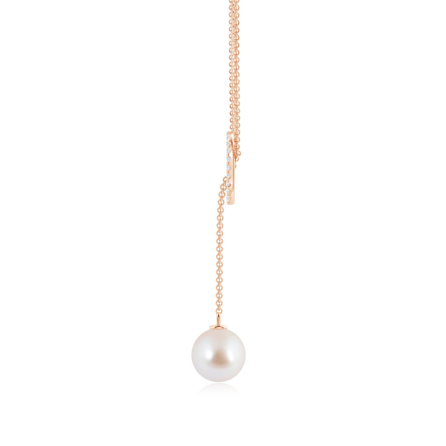 8mm AAA Akoya Cultured Pearl Circle Lariat Necklace in Rose Gold
