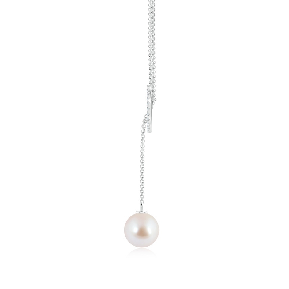 8mm AAA Akoya Cultured Pearl Circle Lariat Necklace in White Gold product image