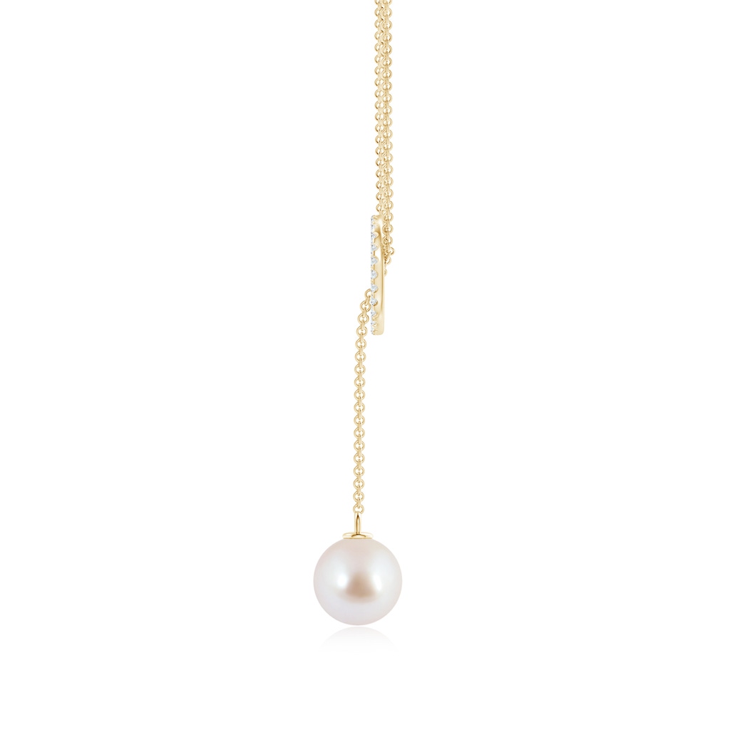 8mm AAA Akoya Cultured Pearl Circle Lariat Necklace in Yellow Gold Product Image