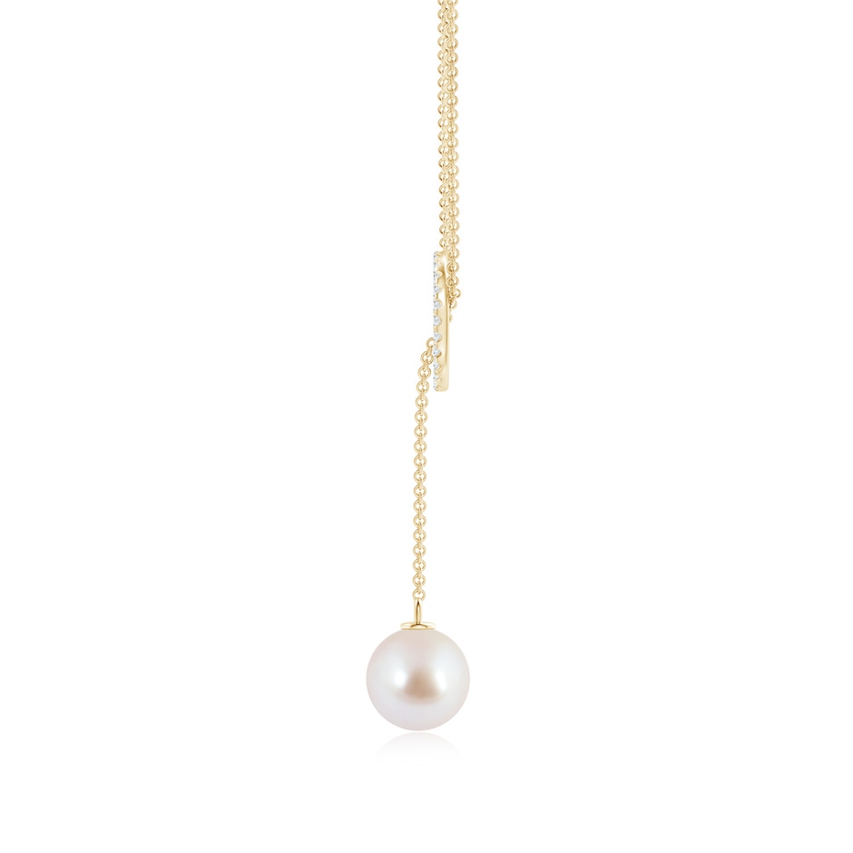 8mm AAA Akoya Cultured Pearl Circle Lariat Necklace in Yellow Gold Product Image