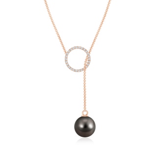 9mm AAA Tahitian Pearl Circle Lariat Necklace in Rose Gold
