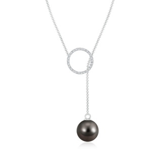 9mm AAA Tahitian Pearl Circle Lariat Necklace in White Gold